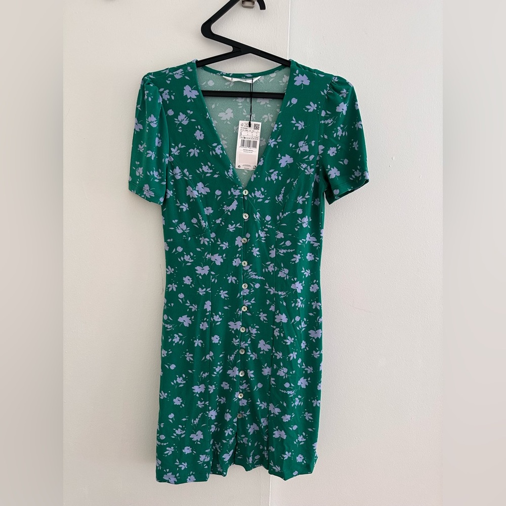 Mango Floral Buttoned Dress NWT